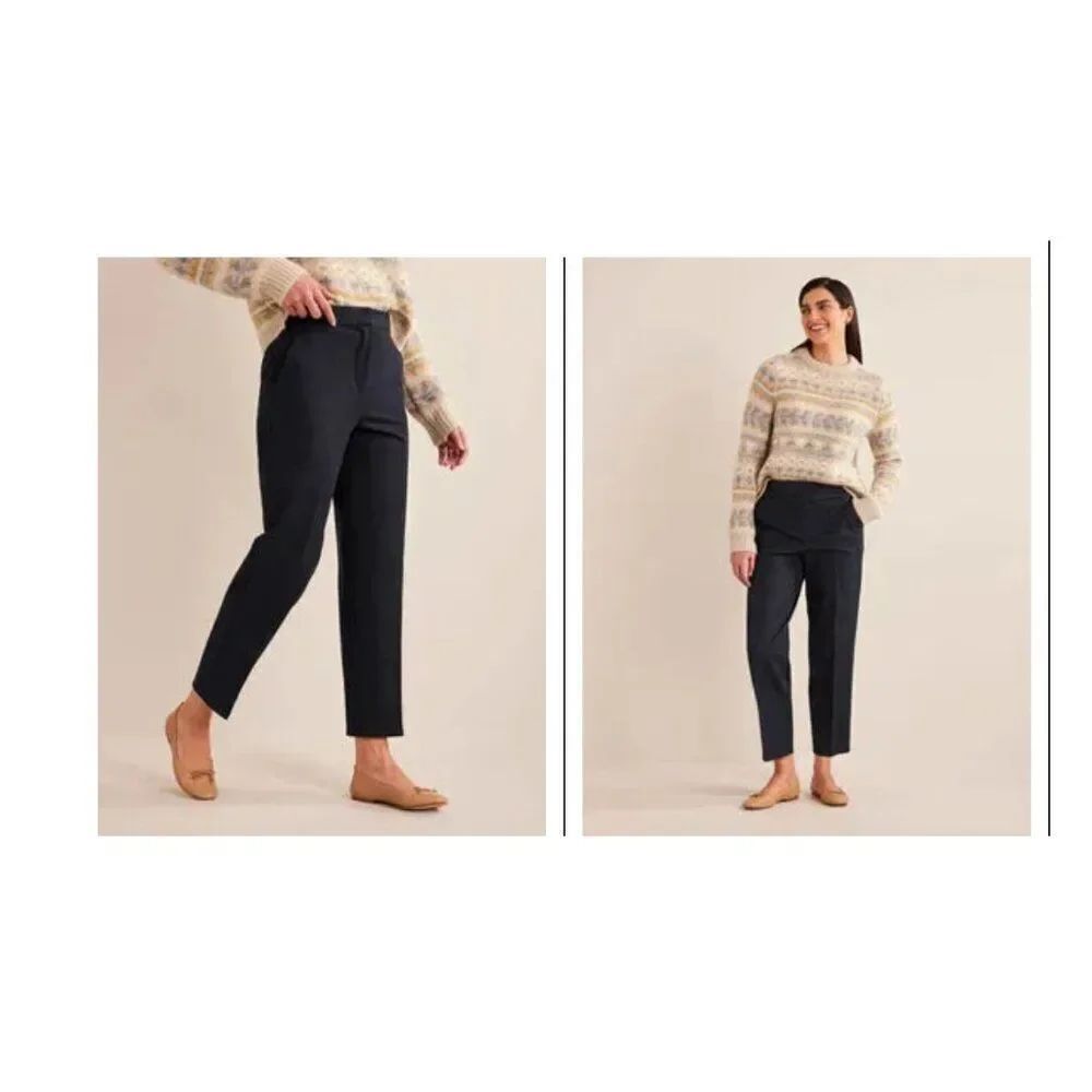 Boden Women Straight Trousers Pants UK 20 US 16-18 Navy Blue R0248 Bistretch NWT